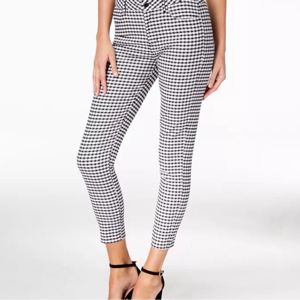 GUESS Marilyn Gingham-Print Ankle Skinny Pants